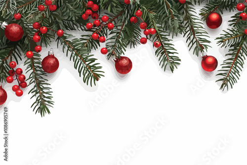 Christmas Background Single Clipart Isolated on White