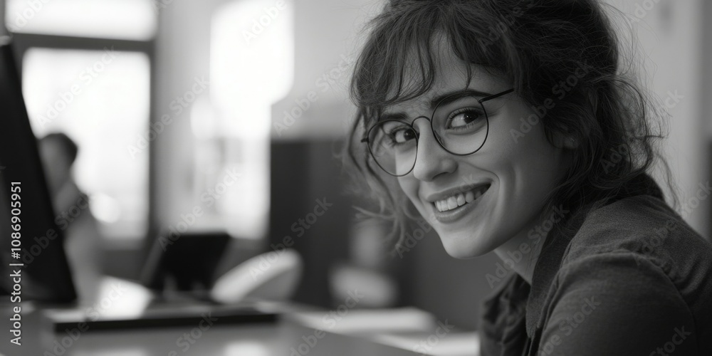 Woman with Eyeglasses Smiling Woman with Eyeglasses Smiling