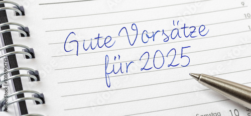Cuadro en lienzo Eintrag in Terminkalender - Gute vorsätze für 2025
