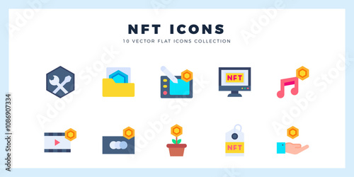 10 NFT Flat icons pack. vector illustration.