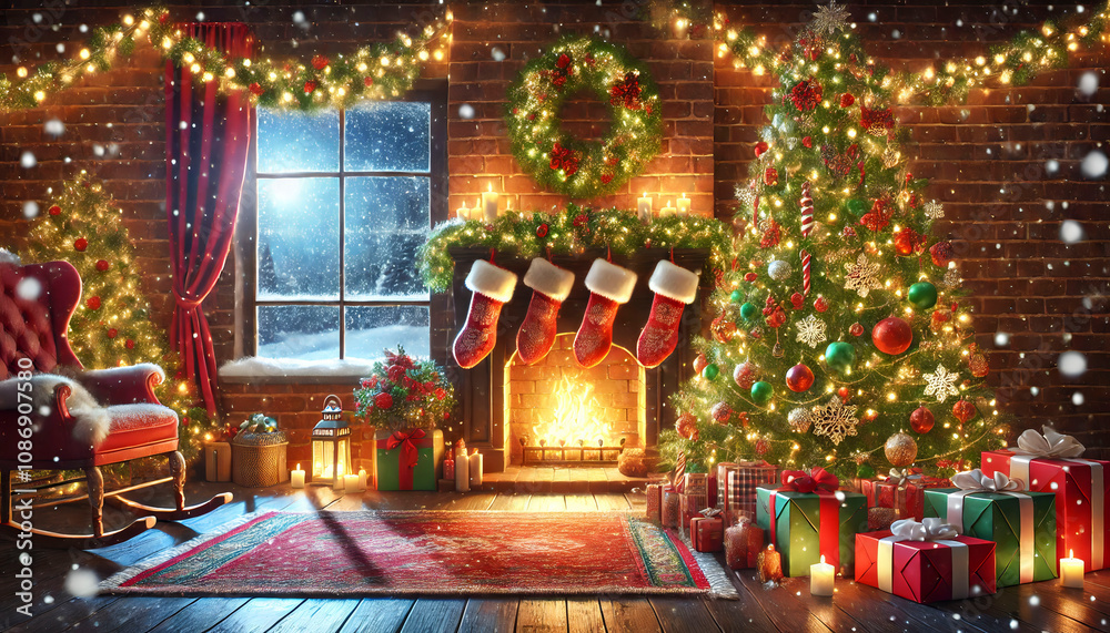 Magical Christmas Living Room Scene