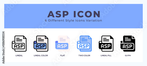 Asp file vector icon. with different styles vector illustration.