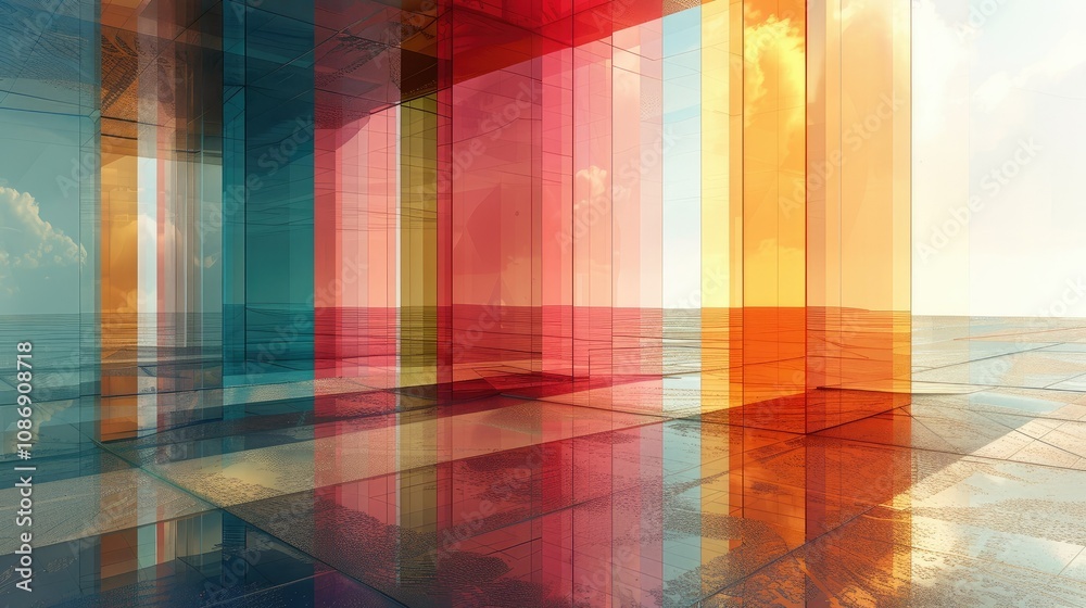 Futuristic geometric patterns in a digital setting Futuristic geometric patterns in a digital setting