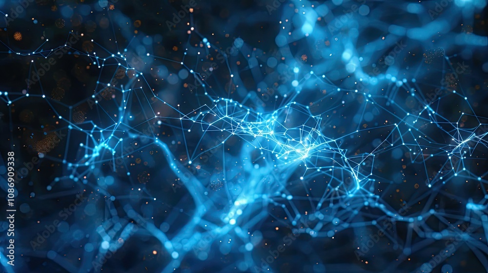 Futuristic network of glowing blue lines on a dark background Futuristic network of glowing blue lines on a dark background