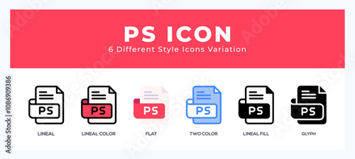 Ps file icon set. vector illustration.