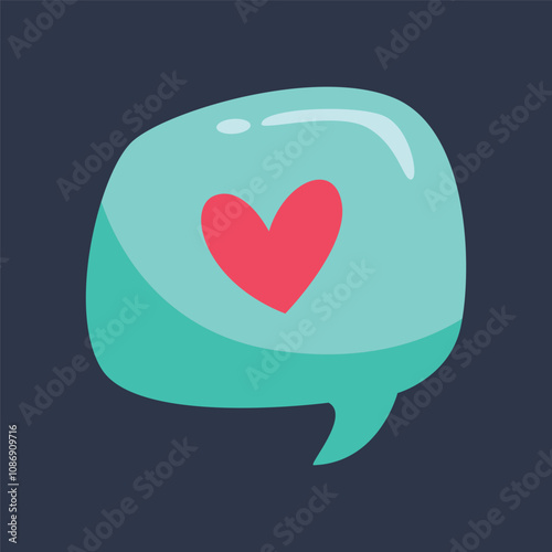 love bubble chat in flat vector design.