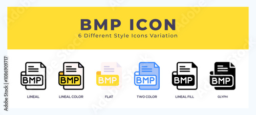 Bmp file icon symbol. isolated. vector illustration with different styles