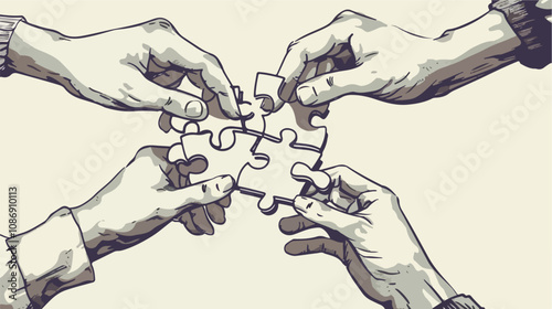 Close-Up Human Hands Connecting Puzzle Elements