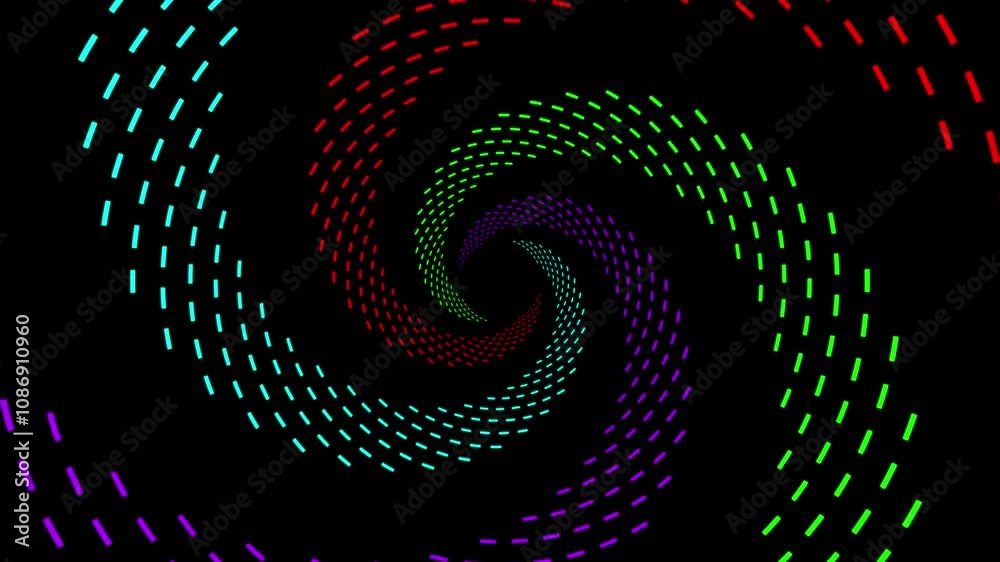 Abstract tunnel drawing motion graphics animation background.circles abstract futuristic hi-tech motion black background 