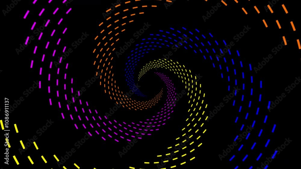 Abstract tunnel drawing motion graphics animation background.circles abstract futuristic hi-tech motion black background 