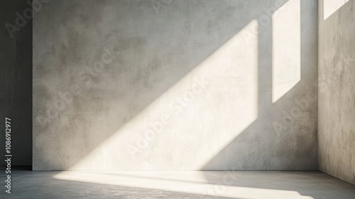 Minimalist horizontal poster mockup with a blank white surface and subtle shadows on a soft light grey concrete wall, showcased from a flat lay perspective.