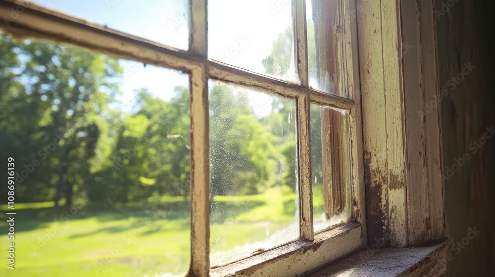 A Glimpse of Summer Through a Weathered Windowpane A Glimpse of Summer Through a Weathered Windowpane