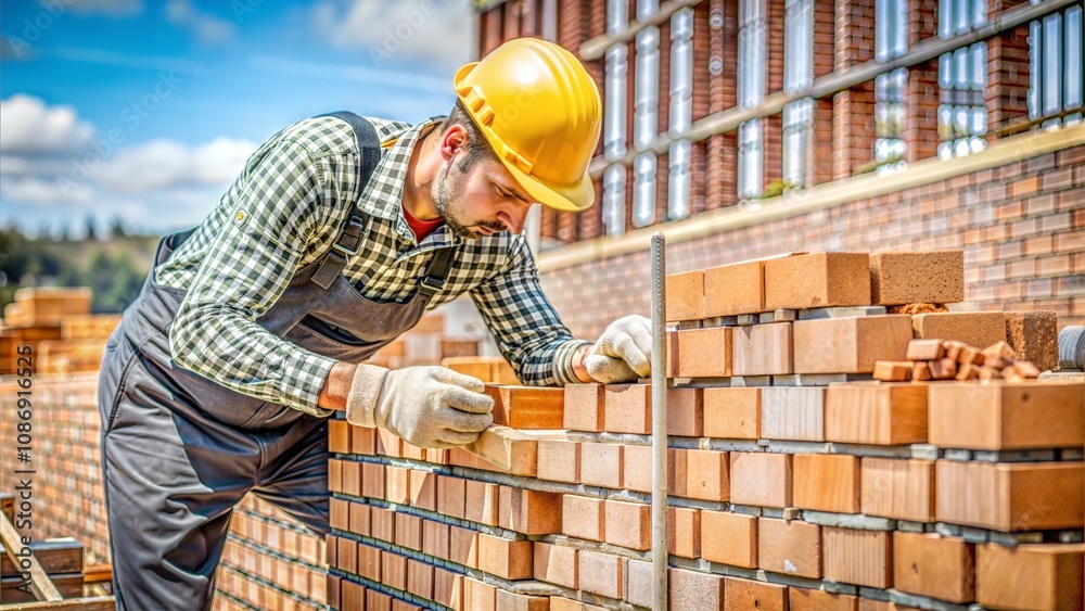 Bricklaying Process by Builder Bricklaying Process by Builder