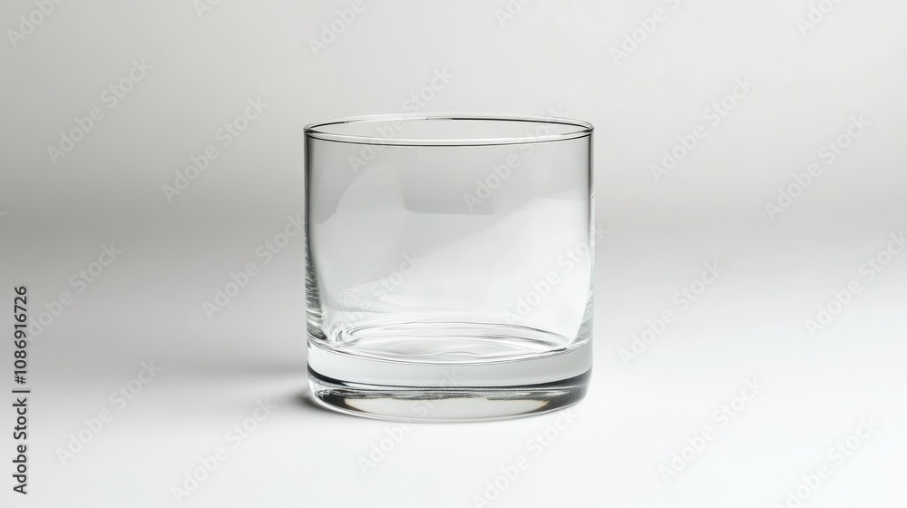 Transparent glass tumbler resting on a smooth white surface, showcasing its elegant design and clarity against a subtle backdrop. Transparent glass tumbler resting on a smooth white surface, showcasing its elegant design and clarity against a subtle backdrop.