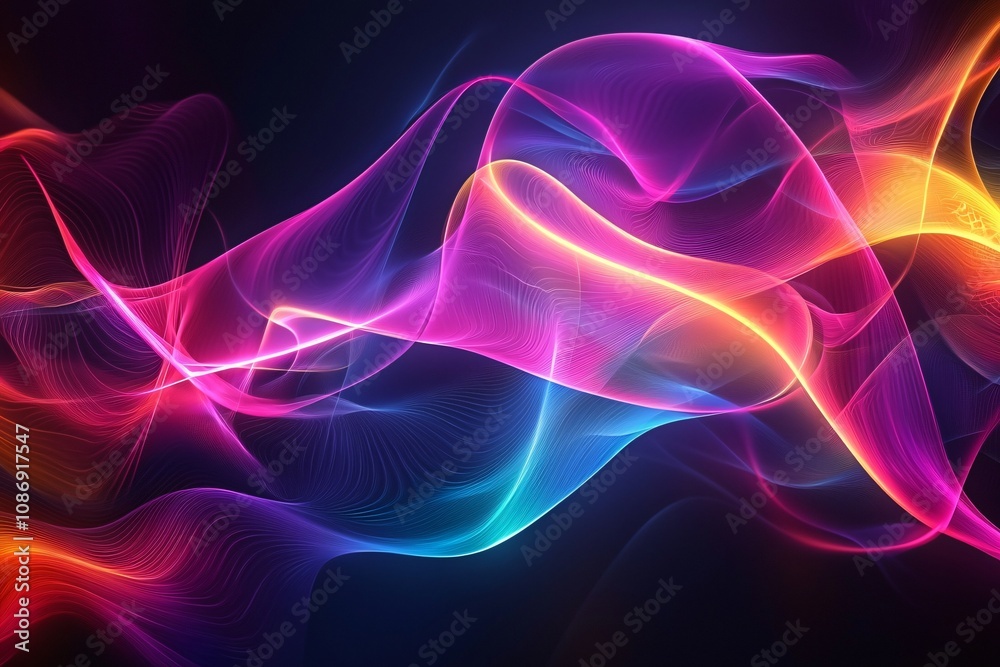 Fototapeta premium Vibrant Fluid Waves: A Dance of Colorful Light and Motion