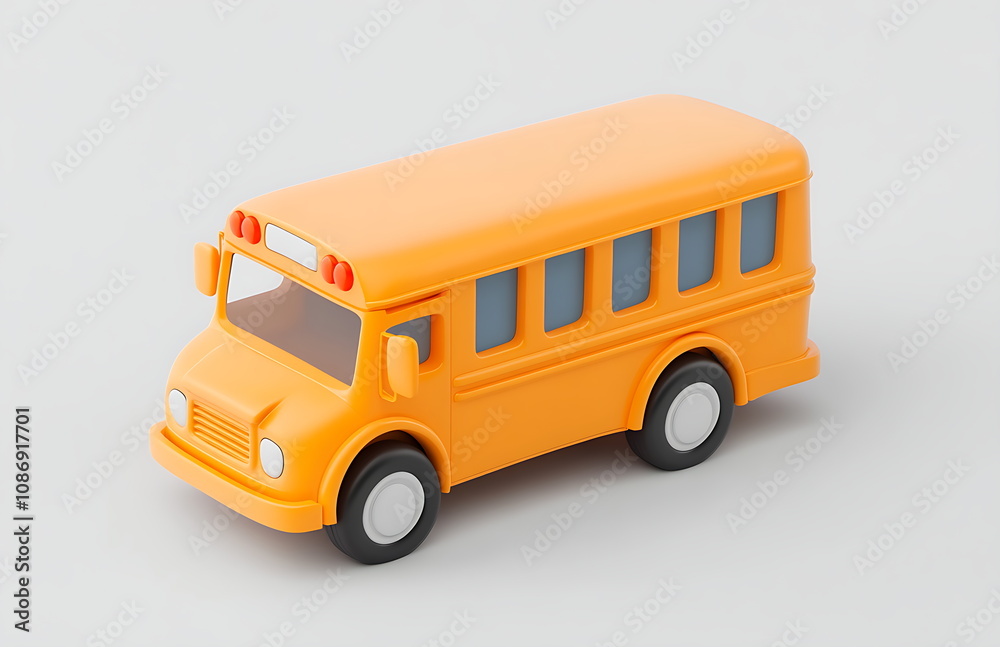 3D Style Back To School Icon School Bus On A Transparent Background