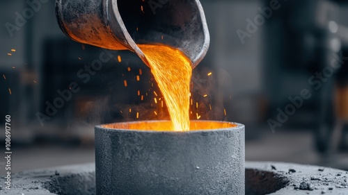 process handmade unique concept. Hot molten metal pouring into a mold, showcasing the intricacies of metal casting.