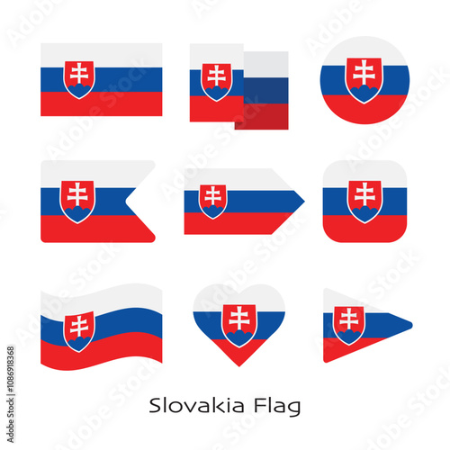 Slovakia flag icon set isolated on white background. Vector Illustration.