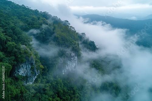 nature landscape limestone and mist at viewpoint 