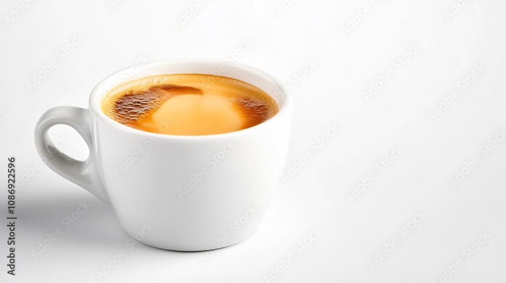 Freshly Brewed Espresso Shot Served in a Minimalist White Cup Freshly Brewed Espresso Shot Served in a Minimalist White Cup