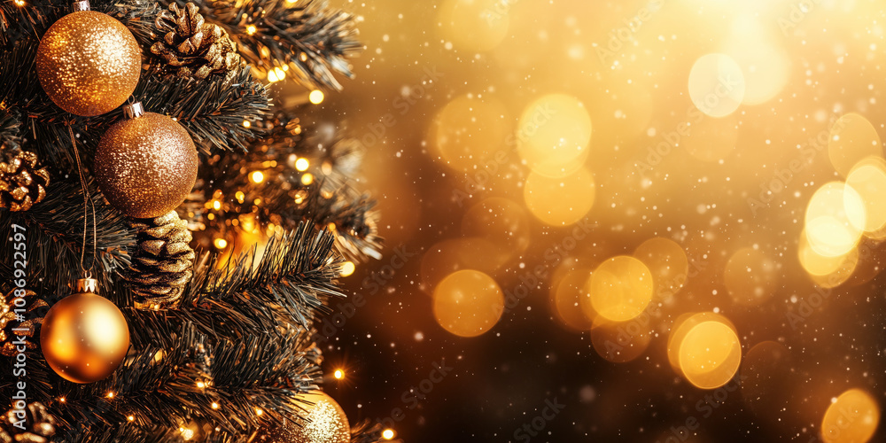 Christmas festive background with bokeh and lights. image. Created with Generative AI technology Christmas festive background with bokeh and lights. image. Created with Generative AI technology