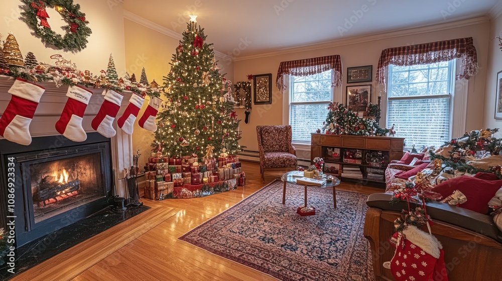 Cozy Christmas Living Room: A Festive Winter Scene Cozy Christmas Living Room: A Festive Winter Scene