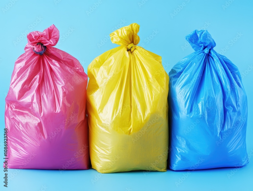 Vividly Colored Bags of Trash: Garbage Collection & Environmental Awareness Vividly Colored Bags of Trash: Garbage Collection & Environmental Awareness