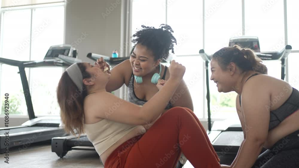 Plus size women workout at fitness center. Health care and lifestyle. Plus size women workout at fitness center. Health care and lifestyle.