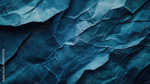 Wallpaper Mural Textured close-up of deep blue wrinkled paper showcasing intricate folds and crinkles, highlighting a rich, layered appearance. Torontodigital.ca