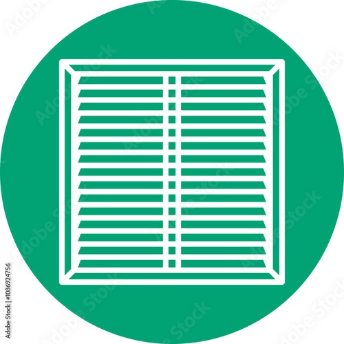 Window with Blinds line circle icon