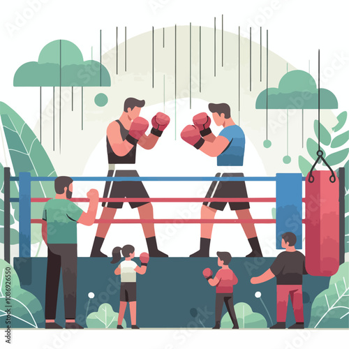 vector image of a person doing boxing