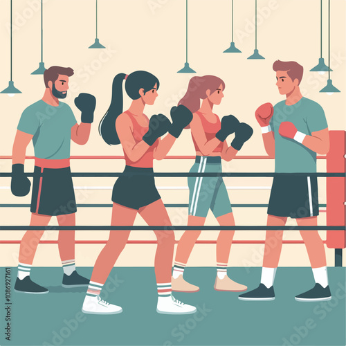 vector image of a person doing boxing