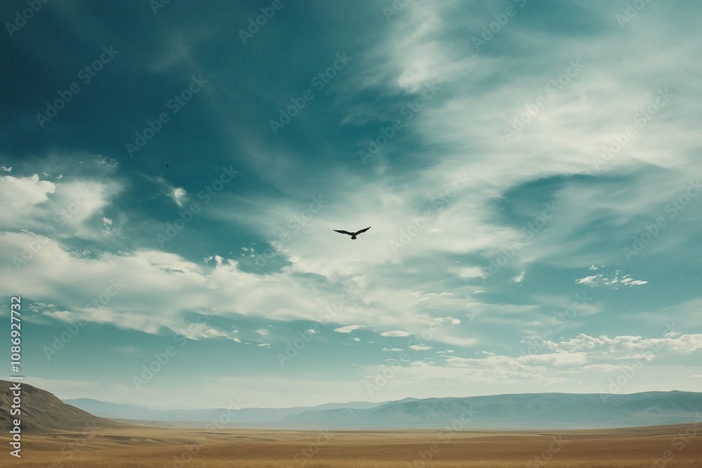 Graceful Flight: A Bird Soars Against a Beautiful Sky Graceful Flight: A Bird Soars Against a Beautiful Sky