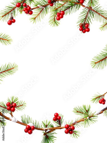 Pine treen branch frame frame christmas isolated