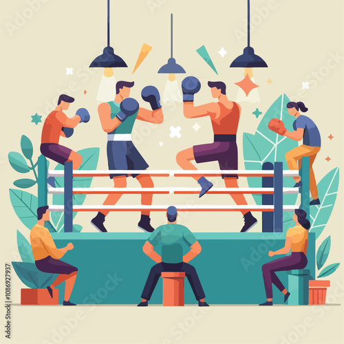 vector image of a person doing boxing
