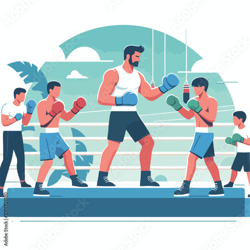 vector image of a person doing boxing