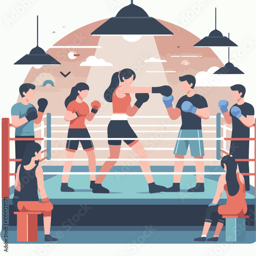 vector image of a person doing boxing
