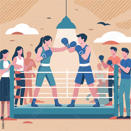 vector image of a person doing boxing