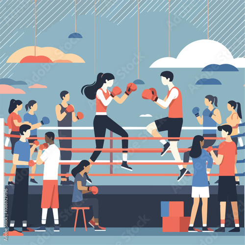 vector image of a person doing boxing