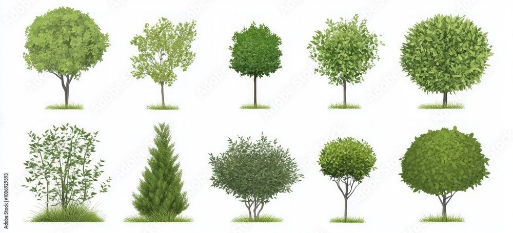 Fototapeta premium Collection of Diverse Trees and Plants