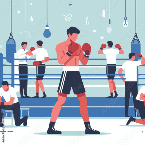 vector image of a person doing boxing