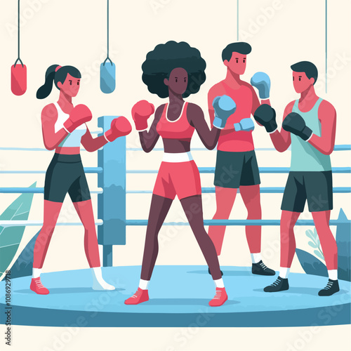 vector image of a person doing boxing