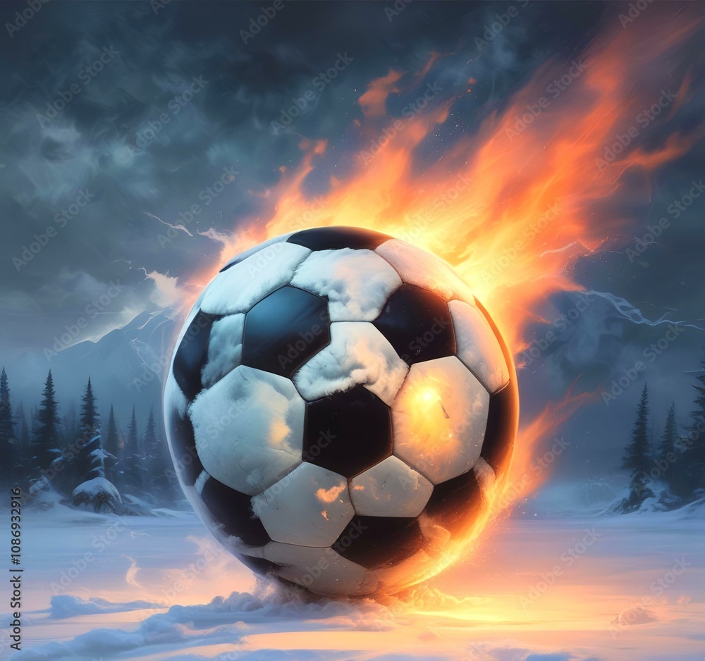 Fototapeta premium Illustration of glowing football ball.