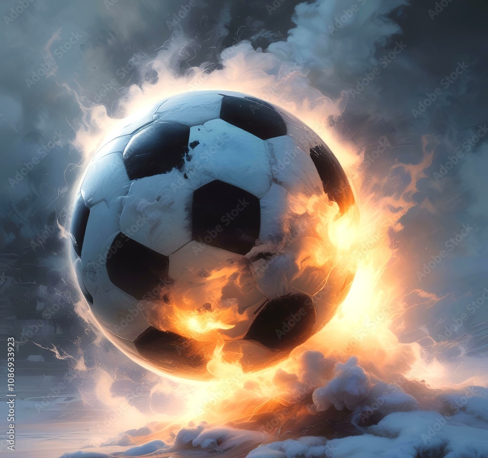 Fototapeta premium Illustration of glowing football ball.