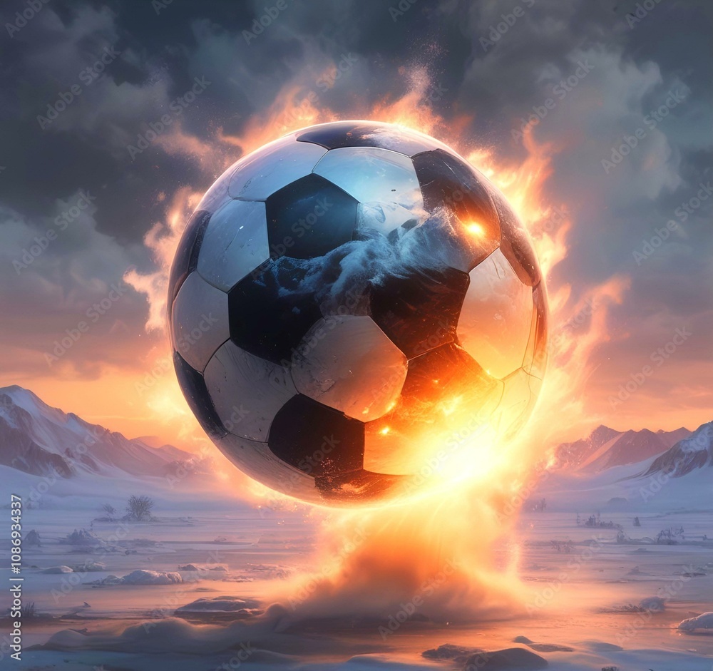 Naklejka premium Illustration of glowing football ball.