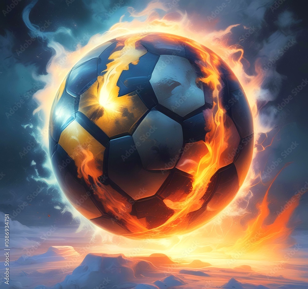 Fototapeta premium Illustration of glowing football ball.