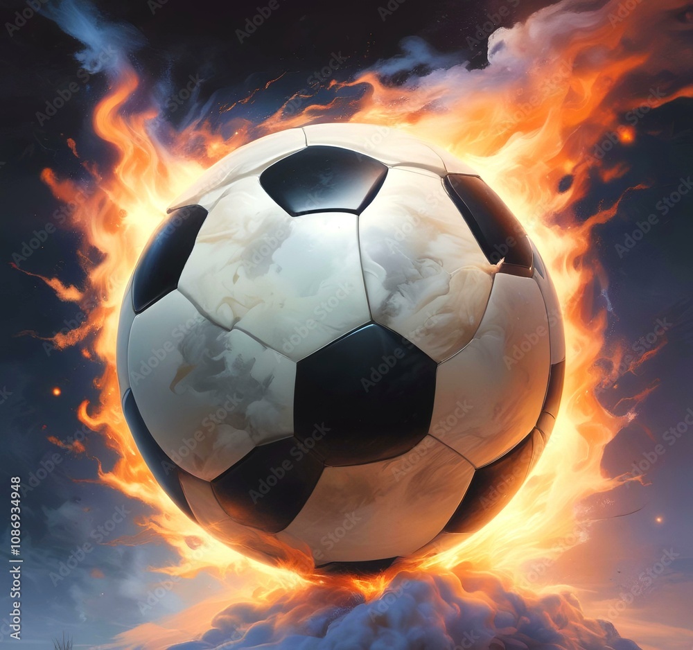 Fototapeta premium Illustration of glowing football ball.