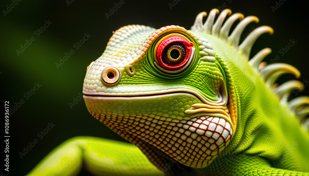 Fototapeta premium Small Green Iguana Closeup 