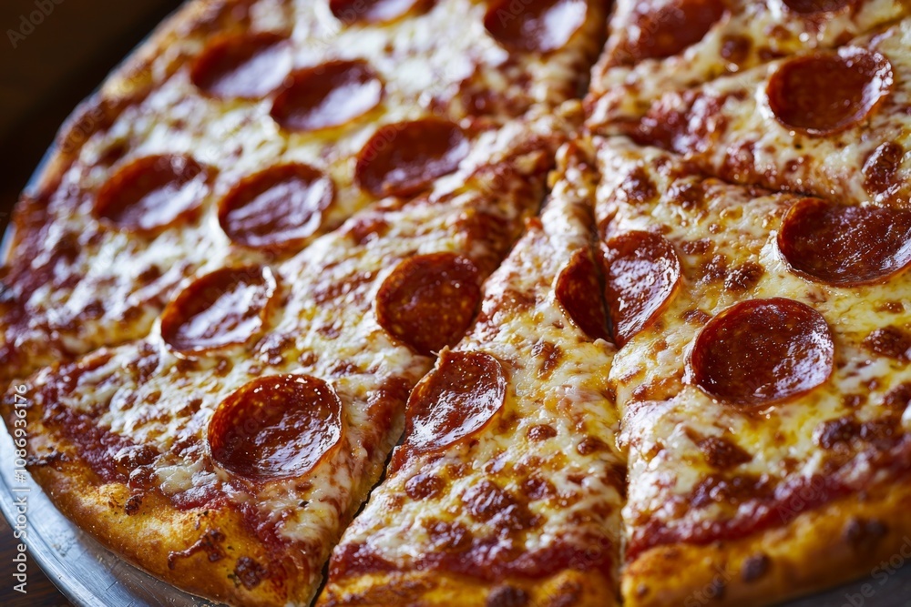 Delicious Pizza on Table Close Up Delicious Pizza on Table Close Up