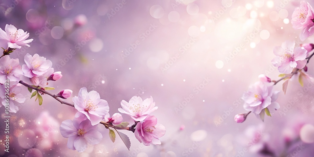 Delicate Pink Blossoms on Branch with Soft Bokeh Background